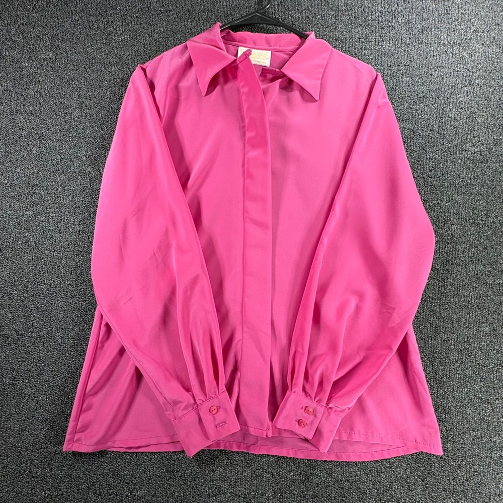 Sophisticates by Pendleton Womens 12 Hot Pink Button Up Blouse Made in USA VTG‎